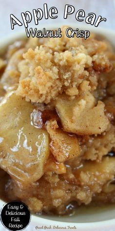 apple pear walnut crisp is an easy and delicious dessert that's ready to be eaten