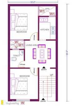 the floor plan for a small house with two bedroom and living room in one area