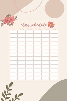 a planner with flowers on it and the words easy schedule written in pink, orange and green