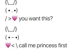 two lines that say, you want this? call me princess first