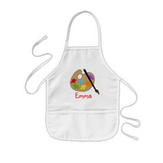 a child's personalized apron with an artist's palette on the front