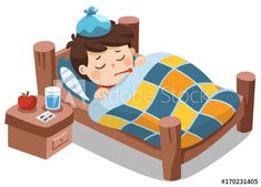 Download Sick cute boy sleep in bed with a thermometer in mouth and feel so bad with feverStock Vector and explore similar vectors at Adobe Stock.