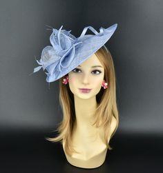 ✿*.Key Features.*✿ This is a large British thing style fascinator. It is made of Sinamay, headband that might conceivably strike your fancy flaunting and bobbing on your head when you takes a notion to go to a special occasion. Whether you're conservative or even a little garish, it is the most fun accessory you will ever wear to a wedding, an afternoon garden party or the horse races. Hat base size: From front to back: 13.75" (35 cm) From left to right: 13.25" (34 cm) If you want other colors in this style, just search the same item code in my store, you will find them. ✿*.Tip.*✿ ❣️If you want a customized piece, please follow the instructions below: 🔹Present style of hat or fascinator you would like from the store, with additional photos of your outfit and any other details you'd like m Summer Wedding Fascinator With Flower Decoration, Fitted Flower Fascinator For Wedding, Flower-shaped Fitted Fascinator For Weddings, Formal Hair Accessories With Handmade Flowers For Kentucky Derby, Flower Shaped Fitted Mini Hats For Weddings, Summer Wedding Flower Headband, Fitted Summer Hair Accessories With Handmade Flowers, Summer Hair Accessories With Handmade Flowers, Fitted Fascinator With Handmade Flowers For Ceremony