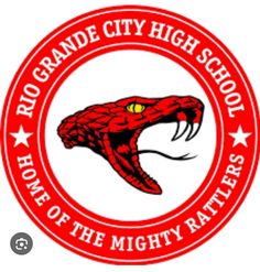 the logo for ro grande city high school, home of the mighty rattler's