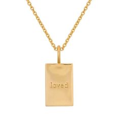 Gold Inspirational Rectangle Necklace. Rectangular Pendant Necklace With Box Chain, Everyday Spiritual Rectangular Pendant Jewelry, Engraved Necklaces With Rectangular Links For Gifts, Personalized Rectangular Spiritual Necklace, Spiritual Personalized Rectangular Jewelry, Everyday Necklace With Delicate Rectangular Chain, Everyday Delicate Chain Necklace With Rectangular Shape, Everyday Rectangular Necklace With Delicate Chain, Everyday Rectangular Charm Necklace With Delicate Chain