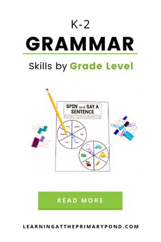 a book cover with the words,'k - 2 grammar skills for grade level students to