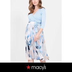 in stock Marine Uniform, Womens Maternity, Maternity Nursing, Chiffon Skirt, Blue Print, Nordstrom Dresses, Three Quarter Sleeves, Wrap Style, Blue Dresses