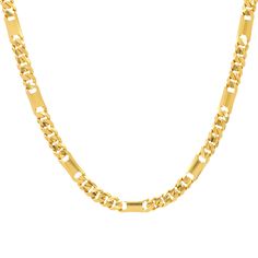 Adorn your neckline with the splendor of fine gold craftsmanship wearing this exquisite 22k gold Figaro chain for men by Virani Jewelers. With its classic design and attention to detail, this gold Figaro chain is a true masterpiece of fine jewelry. Embrace the elegance of 22k gold and make a statement of sophistication with this stunning gold accessory for men. Features • 22k yellow gold Specifications: • Minimum Width - 3.15 millimeters • Maximum Width - 6.15 millimeters • Length - 26+ inches • 22k Gold Figaro Chain Necklace, Elegant Yellow Necklace With Figaro Chain, Gold Figaro Chain, Chain For Men, Figaro Chains, Figaro Chain, Gold Accessories, Chains For Men, 22k Gold