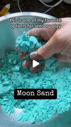 Melissa | Happy Hands-On Learning | M.A.Ed on Instagram: "A taste-safe sensory play favorite for babies and toddlers🌙 Moon Sand #babiesofinstagram #toddlersofinstagram #sahm #newmom #montessori #sensoryplay #sensorybin"