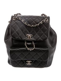 Chanel BackpackFrom the Cruise 2023 Collection by Virginie ViardBlack LeatherInterlocking CC Logo & Quilted PatternGold-Tone HardwareChain-Link Handle & Dual Adjustable Shoulder StrapsLeather Trim Embellishment & Single Exterior PocketCanvas Lining & Single Interior PocketZip Closure at TopIncludes Dust BagUnfortunately, due to restrictions, this item may not be eligible for shipping in all areas. Handbag Backpack, Women Handbags, Chanel, Backpacks, Handbags, ? Logo, Black