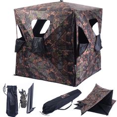 an image of a hunting blind and accessories