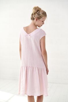 #Rose #linen #dress #Women's stonewashed linen pleated dress Flax summer dress Linen midi flowy dress Loose #holiday short sleeve dress  #madeinlithuania #blisslinen  #natural  #plussize #linenclothing #stonewashed #mididress #midilinendress #summerdress #linendress #boholinen Summer V-neck Dress With Pockets, Relaxed Fit V-neck Sundress Midi Dress, A-line Dress With Pockets For Daywear, Summer V-neck Relaxed Fit Dress, Summer A-line Midi Dress With Pockets, Flowy Midi Dress With Pockets, Pink Relaxed Fit Midi Dress For Summer, Pink Mid-length Mini Dress For Summer, Flowy Summer Midi Dress With Pockets