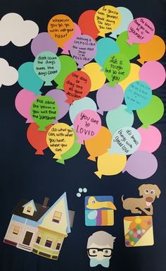 a bulletin board with different types of speech bubbles