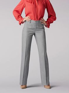 Women’s Flex Motion Regular Fit Trouser Pant in Ash Heather Light Gray Pants Outfit Work, Charcoal Grey Pants Outfit, What To Wear With Grey Pants, Light Grey Pants Outfit Work, Bank Job Outfits, Gray Slacks Outfit Women, Grey Pants Outfit For Work Women, Grey Slacks Outfit Women, Outfits For Older Women Over 60