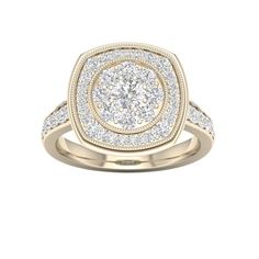 a yellow gold ring with two rows of diamonds in the center and an oval shape