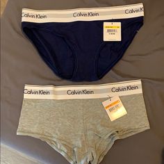 This Is A Pair Of Calvin Klein Gray And Blue Panty Set. Never Been Worn. So Cute To Wear Under Jeans Or To Walk Around In At Home. Super Comfort! The Gray Is In Size Small And The Blue Is In Size Medium. Calvin Klein Under Jeans, Calvin Klein Set, Ck One, Klein Blue, Calvin Klein Woman, Bras And Panties, The Gray, Womens Calvin Klein, Women's Intimates