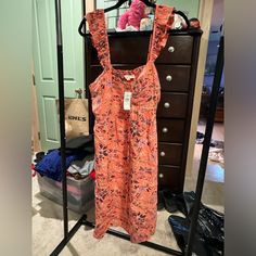 Size 14 Nwt Loft Dress Brunch Midi-length Sundress, Casual Orange Maxi Dress For Date Night, Casual Orange Dress For Date Night, Sundress Style Midi Dress For Date Night, Loft Dress, Loft Dresses, Color Orange, Colorful Dresses, Loft