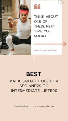 a woman doing squat exercises with the words best back squat clues for immediate liftings