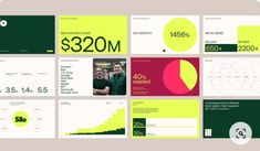 a bunch of green and yellow brochures with numbers on them that say $ 420m