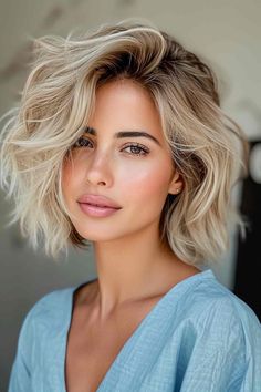 Short Hair Choppy, Short Hairstyles For Long Faces, Blonde Hair Short, Hairstyles For Long Faces, Messy Bob Haircut, Short Stacked Hair, Oblong Face, Choppy Bob Hairstyles For Fine Hair, Face Hairstyles