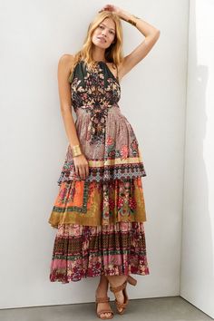 Tiered Halter Maxi Dress | Nuuly Anthropologie Uk, European Girls, Tiered Maxi Skirt, Halter Maxi Dress, Halter Midi Dress, Halter Maxi, Halter Maxi Dresses, 50 Fashion, A Dress