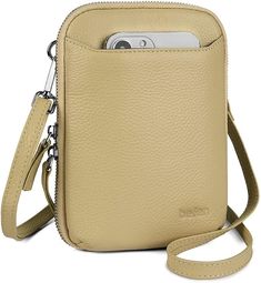 befen Genuine Leather Small Brown Crossbody Phone Bag Wallet Purse Leather Cellphone Pouch Shoulder Bag for Women with Key Ring - Tan: Handbags: Amazon.com Beige Crossbody Phone Bag With Card Slots, Beige Phone Bag With Card Slots For Everyday, Everyday Beige Phone Bag With Card Slots, Beige Leather Wallet With Phone Pocket, Beige Leather Wallet With Cell Phone Pocket, Versatile Beige Phone Bag With Cell Phone Pocket, Crossbody Cell Phone Purse, Crossbody Phone Bag, Cell Phone Purse