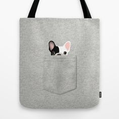 Pocket French Bulldog - Pied Tote Bag Ladies Pouch, Sacs Tote Bags, Cats Tote Bag, Cat Tote, Sewing Bag, Pouch Bag