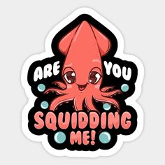 an octopus sticker with the words are you squiding me