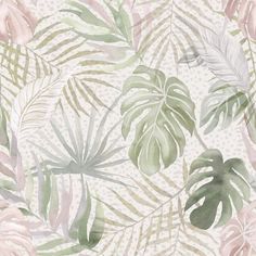 a wallpaper with tropical leaves on it