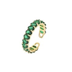 Enhance your everyday look with the Amalia Crystal Band Ring. Featuring a stunning green crystal and 18k gold plating, this adjustable ring adds a touch of elegance to any outfit. From the Missy Jewelry Crystal Rings Collection, it's a must-have for any fashion-forward individual. Details Amalia Crystal Band Ring in Green 18k gold pleated Adjustable oening Missy Jewelry Crystal Rings Collection Trendy Green Rings For Party, Adjustable Green Crystal Ring For Wedding, Adjustable Green Crystal Wedding Ring, Adjustable Fit Emerald Ring, Adjustable Gold Emerald Ring, Adjustable Green Emerald Ring, Adjustable Green Crystal Ring For Promise, Adjustable Green Crystal Promise Ring, Adjustable Green Crystal Open Ring