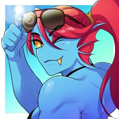 a cartoon character with red hair and sunglasses