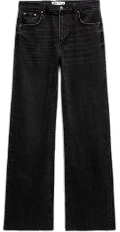 Black Zara Jeans For Spring, Zara Black Jeans For Spring, Zara Black Jeans For Work, Zara High Rise Casual Flare Jeans, Zara Black Jeans For Workwear, Zara High Rise Flare Jeans Casual Style, Black Zara Jeans With Pockets, Casual Black Cropped Jeans For Workwear, Zara Black Mid-rise Jeans