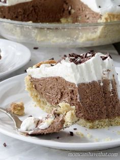 a slice of chocolate ice cream pie on a plate