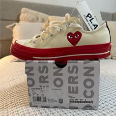 Brand New Converse Chuck 70 Comme Des Garons Play Low Red Size: 4 Men, 6 Women Cute Converse, Shoes Converse, New Converse, Converse Chuck 70, Comme Des Garcons Play, Chuck 70, Womens Converse, Converse Chuck, Converse Shoes