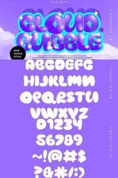 Bubble Font
Cloud font
Cloud Bubble Font Cloud Typography, Cloud Bubble, Magazine Quotes, Branding Poster, Fonts Modern