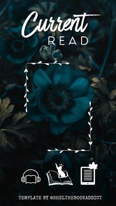 a blue flower with the words current read on it in white letters and an image of a