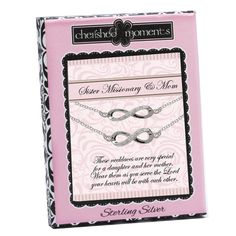 LDS Sister Missionary and Mom Sterling Silver Infinity Necklace Set with CZs ( 18 Inch). This comes with two necklaces and is packaged in a gift box with a special poem. What a special keepsake for both mother and daughter to feel connected by as she is out serving and teaching the gospel. Lds Sister Missionary, Sister Missionary Gifts, Silver Infinity Necklace, Sister Missionary, Infinity Necklace Silver, Sister Missionaries, Missionary Gifts, Two Necklaces, Serve The Lord