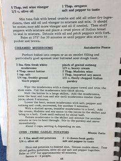 an old recipe book with instructions on how to use it