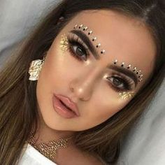 Estu Coachella Make-up, Carnaval Make-up, Coachella Makeup, Make Carnaval, Festival Makeup Rave, Festival Make Up, Festival Makeup Glitter, Rhinestone Makeup, Carnival Makeup