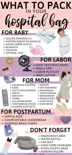 what to pack in your hospital bag for baby info sheet with instructions on how to pack