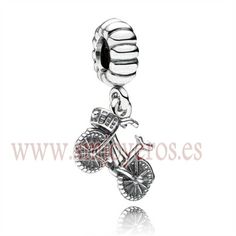 Foto Charm colgante de PANDORA de plata de ley. Bicicleta de Silver Pandora Charms, Pandora Silver, Pink Enamel, Handmade Charms, Pandora Bracelets