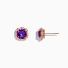 Effy 14K Rose Gold Amethyst and Diamond Stud Earrings Diamond Stud Earrings, Diamond Stud, Diamond Earrings Studs, Diamond Studs, Gold Rose, Amethyst, Rose Gold, Stud Earrings, Gold