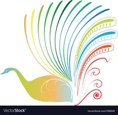 a peacock with colorful feathers on white background