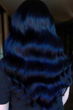 Black Hair Color Ideas, Blue Balayage, Black Waves, Jet Black Hair, Hair Dark