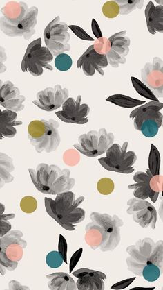 an abstract floral pattern with circles and dots