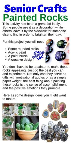 an advertisement for some kind of crafting project with pictures of rocks and other things