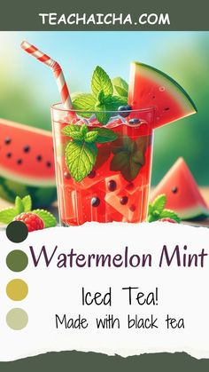 watermelon mint iced tea made with black tea