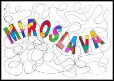 the word art is made up of letters and lines in multicolored font that spell out