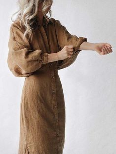 Look Boho Chic, Puff Long Sleeves, Mode Casual, Bat Sleeve, Neck Bodycon Dress, Khaki Dress, Dress Girl, Midi Shirt Dress, Draped Dress