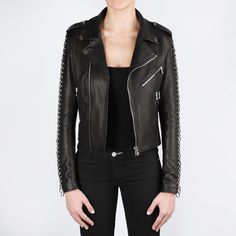 (1) THE JINX – By The Namesake Studded Long Sleeve Biker Jacket For Spring, Edgy Studded Outerwear, Fitted Long Sleeve Studded Biker Jacket, Edgy Studded Biker Jacket, Edgy Studded Long Sleeve Biker Jacket, Fitted Studded Long Sleeve Biker Jacket, Fitted Long Sleeve Biker Jacket With Studs, Studded Fitted Biker Jacket With Long Sleeves, Fitted Biker Outerwear With Studs